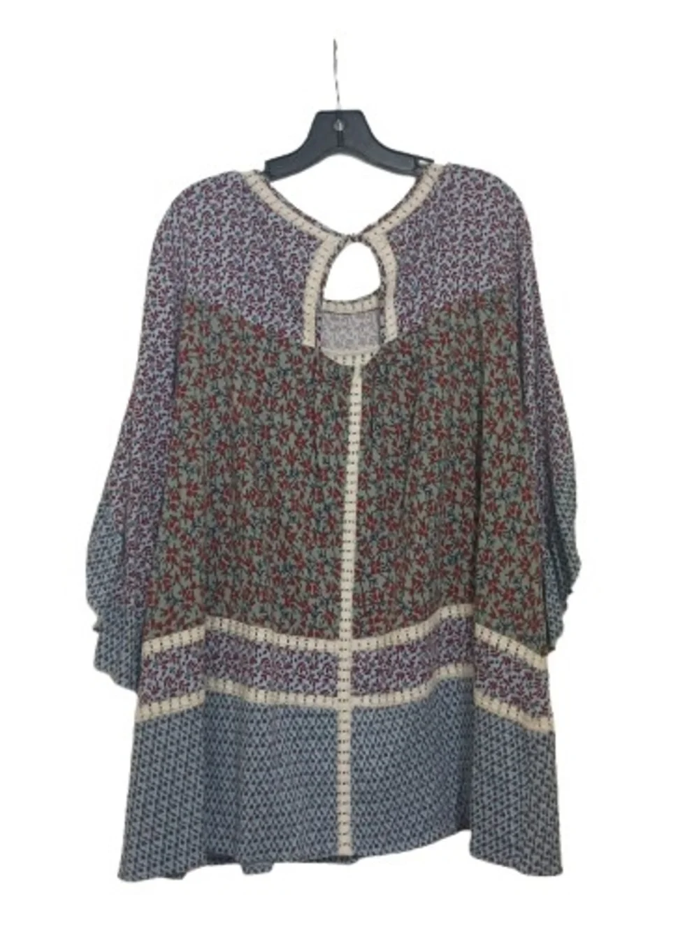 Boho Floral Patchwork Print Cottage Fairy Blouse 1X Festival Romantic - Picture 9 of 12